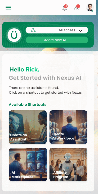 Nexus AI features an easy-to-use AI interface that makes it easy for organizations to get started with their AI workforce